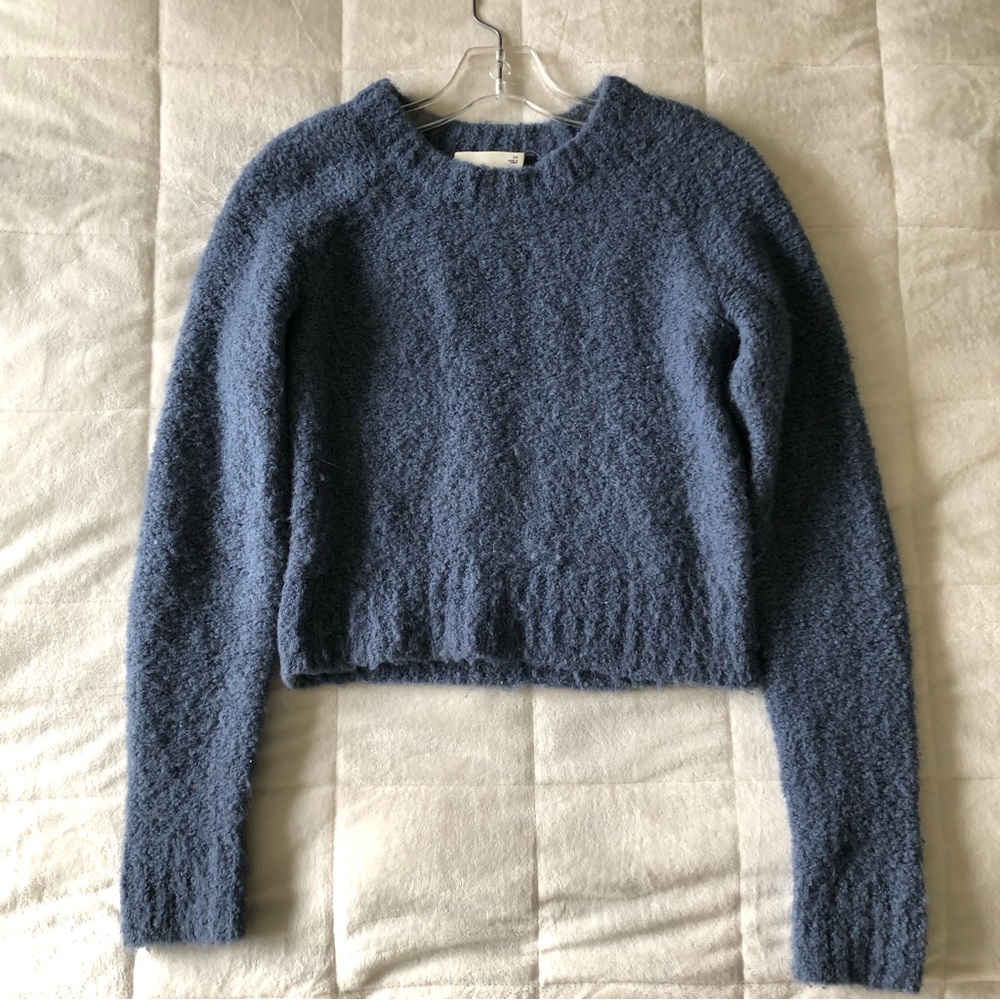 Wilfred free blue fuzzy crop sweater